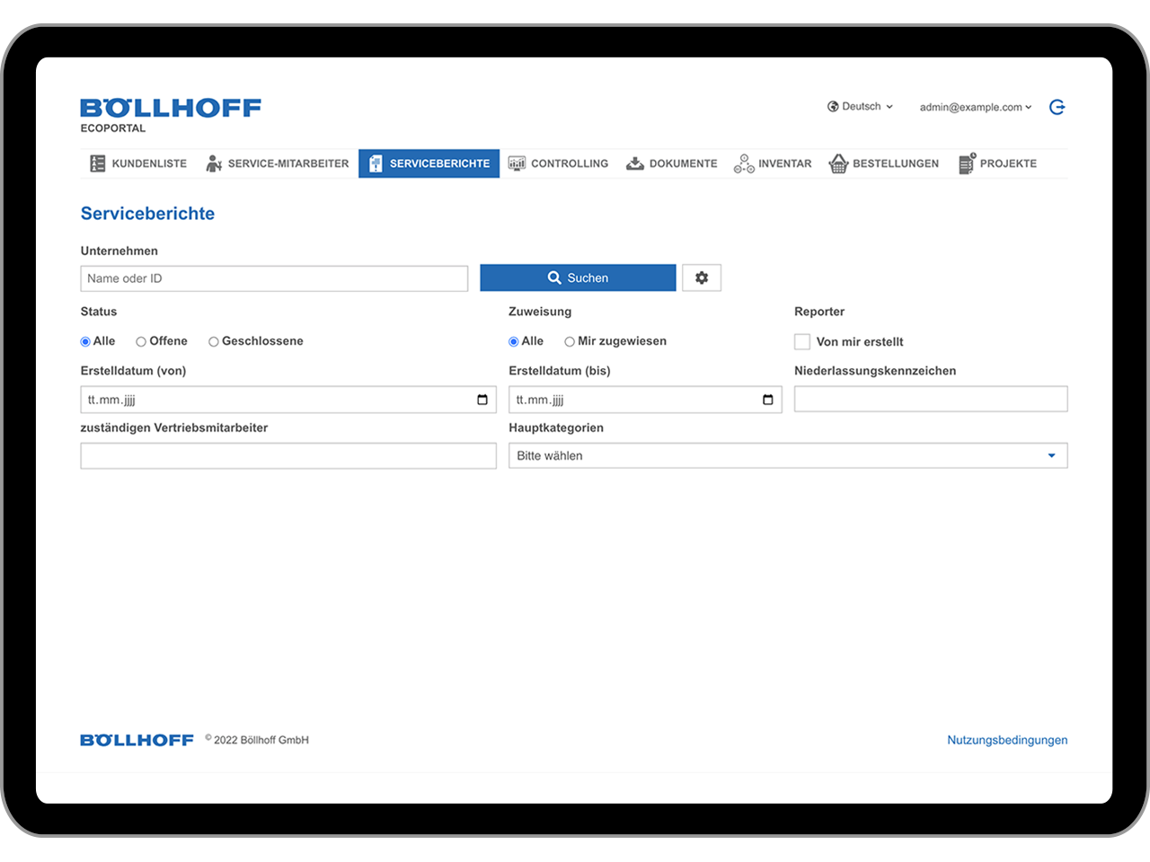 Böllhoff-Tablet-Dashboard